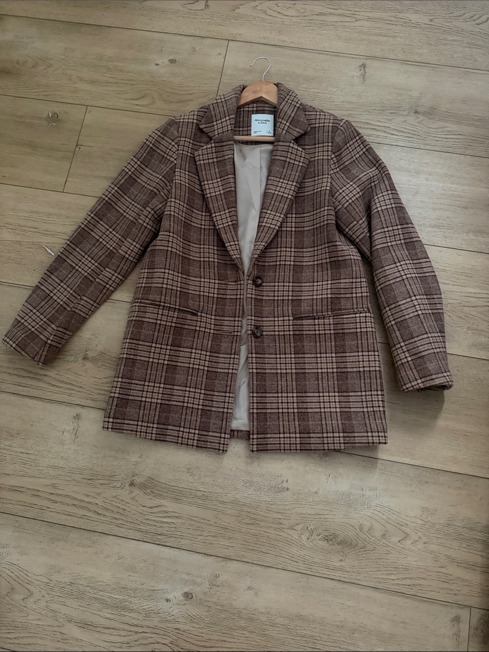 Abercrombie & Fitch Brown Plaid Tailored Blazer